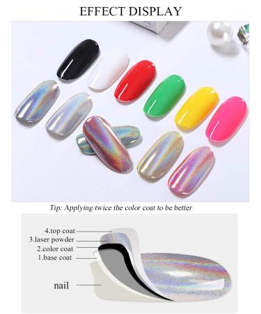 Holographic Nail Powder - Laser Glitter Rainbow Chrome - Smooth Manicure Pigment - 1g Box with Sponge Kit - Colorful01 - International Shipping - Buy Online on GoSupps.com