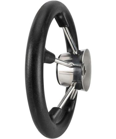 DasMarine 11 5-Spoke Stainless Steel Boat Steering Wheel - 25 Degree Dish, 3/4 Shaft - Black PU Foam Grip - No Knob - Buy Online on GoSupps.com