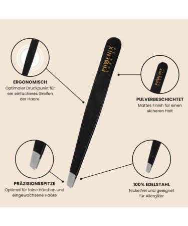 Professional Stainless Steel Eyebrow Plucking Tweezers with Precision Tip & Protective Cover - 9.5cm for Hair Removal - Buy Online on GoSupps.com
