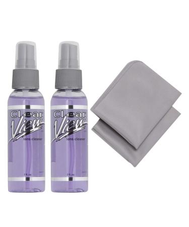 Lens Cleaning Bundle, Two 2 oz Bottles Clearview Lens Cleaner, Two MF Cloths 1