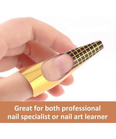 Nail Templates (600 pcs) | Self-Adhesive Gel Nail & Extension Stencils - Golden & Pink | Perfect for Artificial Fingernail Modeling - Buy Online on GoSupps.com