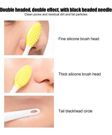Silicone Nose & Lip Cleansing Brush - Double Sided Exfoliating Facial Brush for Blackhead Removal, Lip Scrubs & Moisturizing - Yellow - Buy Online on GoSupps.com