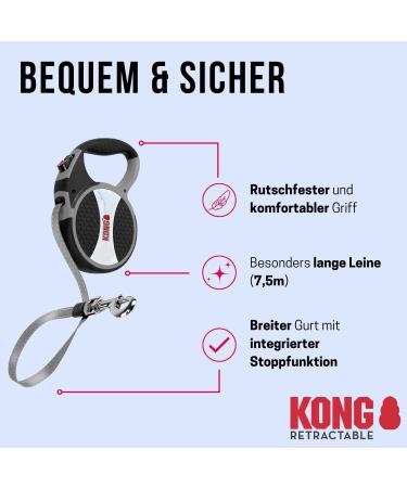 Buy High-Quality 7.5m Cong Roll-Out Dog Leash for Large Dogs up to 50kg | Comfortable Soft Handle & Reflective Belt in Red | Secure Break & Lock System - Buy Online on GoSupps.com