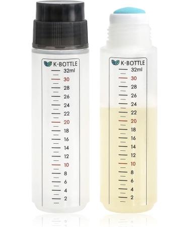 Pack of 6 K-BOTTLE 1oz Minoxidil Applicator Bottles with Sponge Head - Scalp Essence & Hair Loss Medicine/Cosmetic - Black & Translucent - Buy Online on GoSupps.com