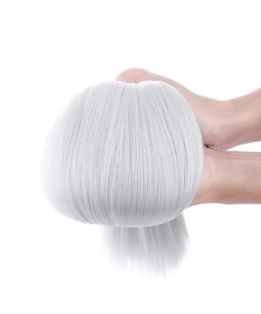 Premium Silk-Co Hair Extensions with Invisible Cord - 50cm Rubber Band Silver Gray Realistic Synthetic Hair for Women - Buy Online on GoSupps.com