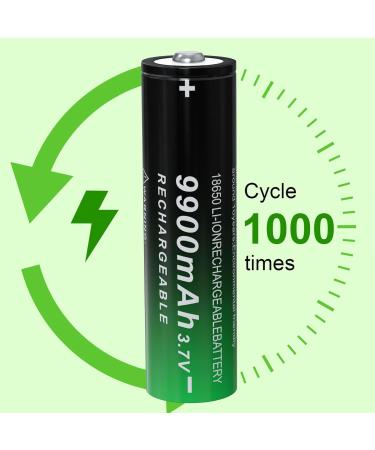 18650 Rechargeable Battery 9900mAh 3.7V Li-ion - High Capacity 2 Pack for Flashlight - Long-Lasting Power & Performance - Buy Online on GoSupps.com