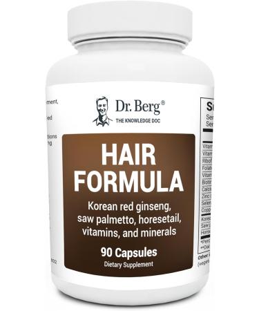 Dr. Bergs All in One Hair Growth Vitamins for Men & Women - Advanced Hair Formula Includes Biotin, Saw Palmetto, DHT Blocker & Trace Minerals - Hair Supplement for Hair Loss - 90 Veg Capsules 90 Count (Pack of 1)