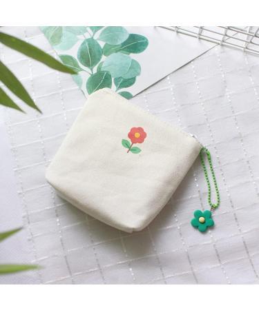 Canvas Zipper Pouch for Women - White Tie Earphone Lipstick Holder Bag - Buy Online on GoSupps.com