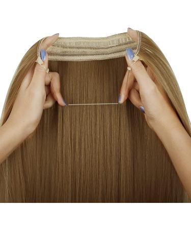 22 Ginger Brown Mix Bleach Blonde Straight Halo Hair Extension - Heat Resistant Synthetic Fiber - 4.4 Oz - No Clip - OMRREAT - Buy Online on GoSupps.com