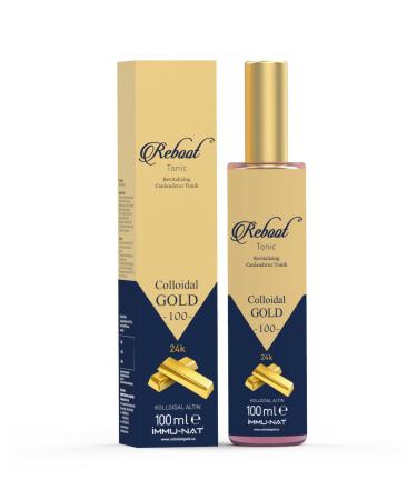 Reboot 24K Colloidal Gold Spray - 100PPM - 3.4oz - Revitalizing Hydrating Mist - Reduces Wrinkles Boosts Cell Regeneration & Collagen Production - Elegant Glass Bottle