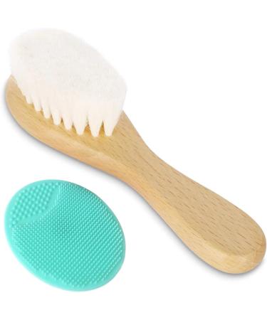 Eycikafa Baby Hair Brush Set - Gentle Goat Bristles for Newborns & Toddlers - Cradle Cap Treatment - 2pcs (Green) - Buy Online on GoSupps.com