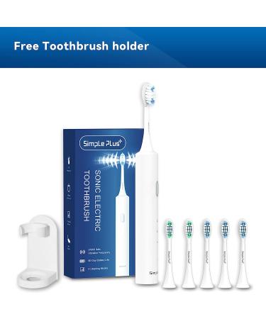 Simple Plus+ Ultrasonic Electric Toothbrush for Adults - 3 Modes, 90 Days, 37000VPM - Rechargeable Toothbrush with 5 Replacement Heads and Smart Timer - Buy Online on GoSupps.com