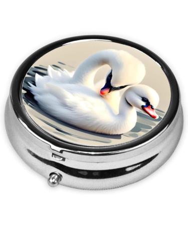 Shop Cute Little Swan Round Pill Box - 3 Compartment Portable Travel Organizer for Easy Medication Storage - Buy Online on GoSupps.com