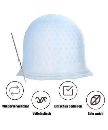 Reusable Silicone Highlight Cap with Half Arch Holes | Streak Hood Set with Metal Hooks | Blue Highlights Dye Stain Tool - Buy Online on GoSupps.com