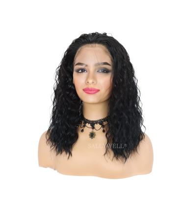 SALLYWELL 14 Inch Lace Front Wave Synthetic Wig | Heat Resistant Short Bob Wig with Baby Hair | JSGLC-Black - Buy Online on GoSupps.com