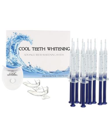 Cool Teeth Whitening Kit (10) Syringes of 44 Carbamide Peroxide Gel - (1) LED Accelerator Light - (2) Trays - (1) Shade Guide - (1) Instructions Sheet - at Home Tooth Whitener Products