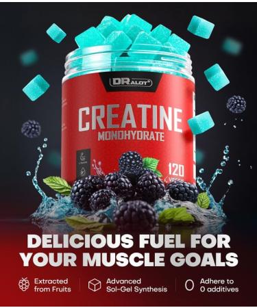99.99% Creatine Monohydrate Gummies More 15% Strength, 5X Energy & Muscle Support Pre-Workout Complex Creatine for Women & Men with 5000mg Creatine, L-Taurine, B12, Mg and K, Vegan Blue Raspberry 120 Count (Pack of 1) - Buy Online on GoSupps.com