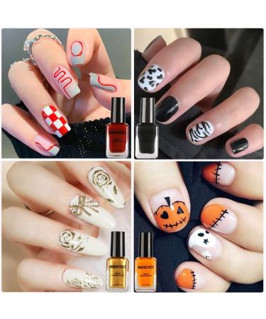 8ML Solid Color Nail Art Stamping Polish Set - 8 Colors Including White, Black, Golden, Silver - For Image Print Manicure - Nail Plate Printing - Buy Online on GoSupps.com