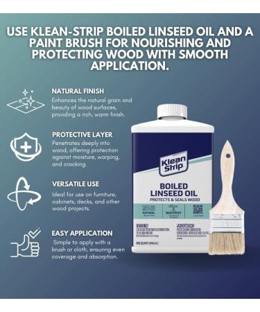 Klean Strip Boiled Linseed Oil with Paintbrush - Premium Thinner for Oil-Based Paints - Enhance Wood & Painting - Boost Water & Scratch Resistance - Ideal Wood Oil for Furniture - International Shipping Available - Buy Online on GoSupps.com