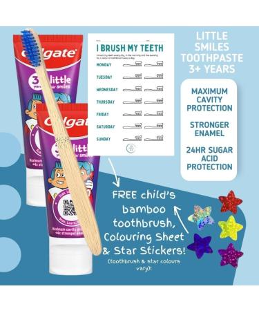 Gift Pack of Kids (3+ yrs) 50ml Toothpastes x 2 with 100% Biodegradable Toothbrush Children's Colouring Teeth Chart and Star Stickers in Gift Bag - Buy Online on GoSupps.com
