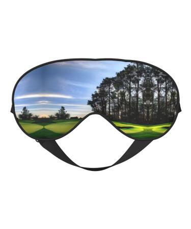 Golf Course and Tree Print Unisex Sleep Mask Double-Sided Eye Mask Ideal for Sound Sleep and Skin Care