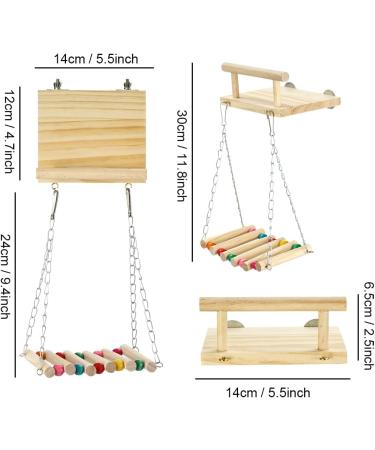 Bird Perches Cage Toys Parrot Wooden Platform Exercise Stands with Wood Swing Ferris Wheel Chewing for for Parakeet Conure Cockatiel Budgies Hummingbird (Style C) - Buy Online on GoSupps.com