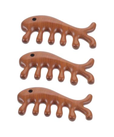 Beaupretty 3st massage comb in fish form gua Sha facial tool jadestein wooden comb massage comb for the scalp hair pick comb.