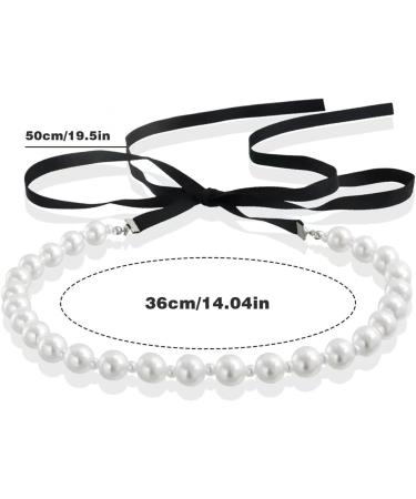 Vsilay Punk Black Velvet Ribbon Choker Necklace with Simulated Pearl Charm - Gothic Jewelry Gift for Festivals - Buy Online on GoSupps.com