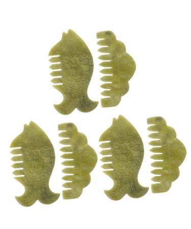 Fomiyes 6 pcs Jade Kamm Servant Massage Camps from Jade full body scalp massage scalp massage head massage beams Jade massage devices hair tool scratching board scratching comb Xiuyu 9x4.5cmx3pcs Gr nx3stk