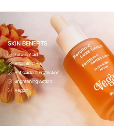 VEGANIS Ferulic C Luxe Serum 15% Vitamin C 1% Vitamin E & 0.5% Ferulic Acid Antioxidant Face Serum for Radiant Firm Looking Skin Helps Reduce the Appearance of Lines & Wrinkles Vegan Formula - Buy Online on GoSupps.com