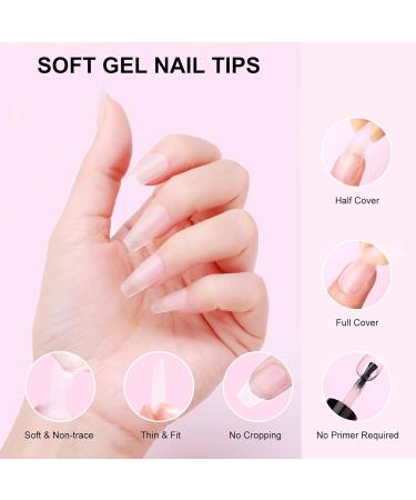 360PCS AISEELY Gel Tips Nail Extension Kit - Short Coffin Soft Gel Tips with 4 In 1 Nail Accessories and UV LED Lamp - Buy Online on GoSupps.com
