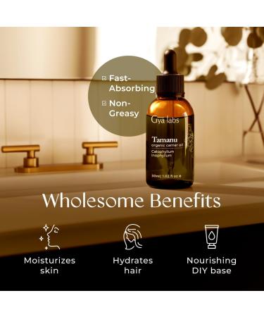 Gya Labs Organic Tamanu Oil for Skin & Rosehip Carrier Oil for Face Set - Aromatherapy Grade Essential Oils Set - 2x1 fl oz - Buy Online on GoSupps.com