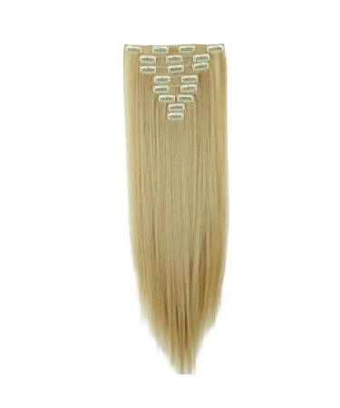 Clip-In Hair Extensions - Ash Blonde & Bleach Blonde Mix 8 Wefts 66cm Length 140g - Realistic Hairpieces for Volume & Length - Buy Online on GoSupps.com