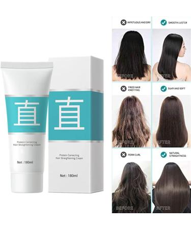 Protein Correcting Hair Straightening Cream Hair Straightening Treatment Cream For Curly Hair Nourishing Fast Smoothing Collagen Hair Straightener Cream For All Hair Types (2pcs) - Buy Online on GoSupps.com