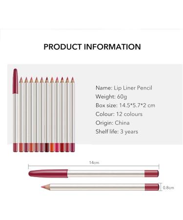  Generisch Lip pencil - 12 colors - Long-lasting and smudge-proof - For women girls family sister and girlfriend - Buy Online on GoSupps.com
