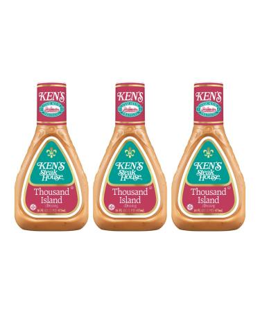 Ken's Steakhouse LITE Thousand Island Dressing (Pack of 3) 16 oz Bottles
