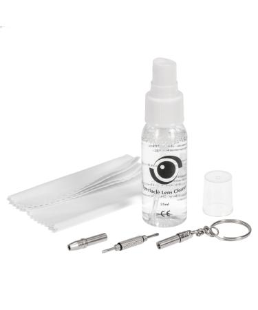 Complete Eyeglass Lens Cleaner Set | Cleans any Lens or Screen | Repair Tool Fixes Eyeglasses Sunglasses and Watches | Includes Cleaning Solution Repair Tool and Premium Microfiber Towelette