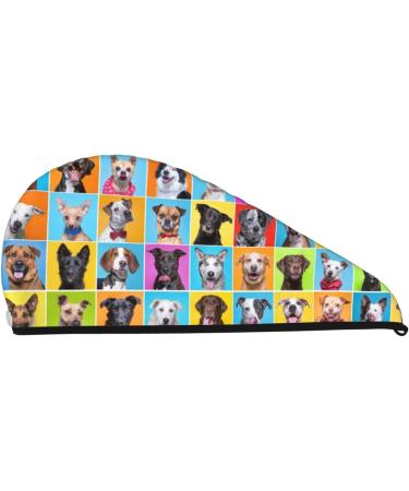 Cute Dogs Collage Microfiber Hair Towel | Super Absorbent Hair Wrap for Long Curly & Thick Hair - Quick Dry Coral Velvet Towel for Women - Buy Online on GoSupps.com