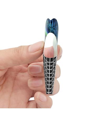 100pcs Pro Almond Stiletto Tips Nail Form Leopard Tiger Giraffe Pattern | C Curve Acrylic UV Gel Nails Builder False Nail Extension Guide Stickers - Peacock Pattern - Buy Online on GoSupps.com