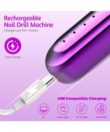 Nail Drill Electric Nail Files Manicure & Pedicure Tools & Accessories 4 Modes Nail Drill Machine Ceramic Nail Bit for Beginners with Illuminated Light Rechargeable Nail Kit Manicure Set - Buy Online on GoSupps.com