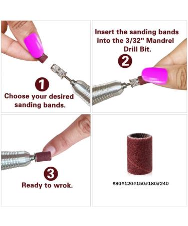 TORR 500 Pieces 80 120 150 180 240 Sanding Bands Bit Ring Manicure for Pedicure Nail Electric Drill Grinding - Buy Online on GoSupps.com