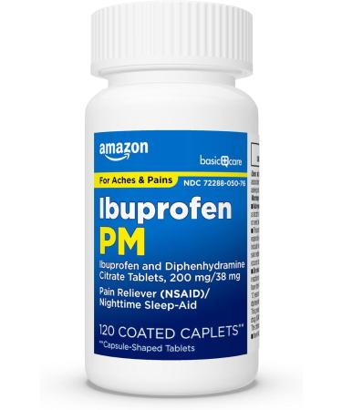 Amazon Basic Care Ibuprofen PM - Pain Reliever & Sleep Aid Tablets (200 mg Ibuprofen & 38 mg Diphenhydramine Citrate) - 120 Count (Pack of 2) - International Shipping Available - Buy Online on GoSupps.com