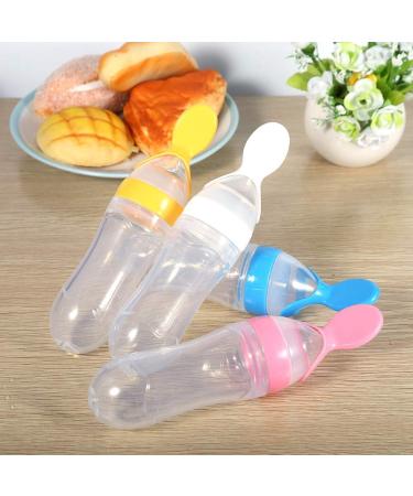 Baby Feeding Spoon - Silicone Squeeze Spoon for Rice Cereal Fruits & Purees | Portable 90ml Feeder for Infants & Toddlers (Yellow) - Buy Online on GoSupps.com