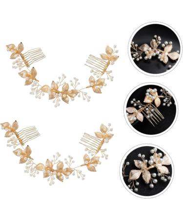 FRCOLOR 1pc Comb Bridesmaid Headwear Wedding Hairband Glitter Leaf Pearl Wedding Hairpin Hair Pin Floral Headpiece Wedding Hair Accessories Bride Hairstyles Manual Headband Alloy - Buy Online on GoSupps.com