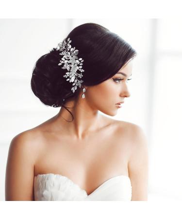 Healeved Rhinestone Flower Hair Side Combs Crystal Bride Wedding Hair Comb Bridal Headpieces Bridesmaid Hair Accessories Hair Styling Side Comb - Buy Online on GoSupps.com