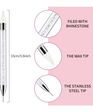 Acrylic Rhinestone Picker Set - 3 Double-ended Wax Pens for Nail Art Gemstone DIY - Includes 3 Extra Wax Tips - White Black Pink - Buy Online on GoSupps.com