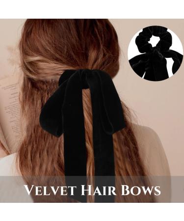 Lilbitty 2 Pieces Velvet Hair Bows for Women Girls Black Velvet Bow Hair Band Hair Clip Hair Bows Hair Clip Ponytail Holder - Buy Online on GoSupps.com