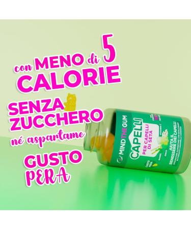  Mind the Gum SILK HAIR Candy Size Food Supplement With Bamboo And Keratin For The Strength Of Your Hair And Nails | Sugar Free | 60 Gummy Candy Pear Taste - Buy Online on GoSupps.com