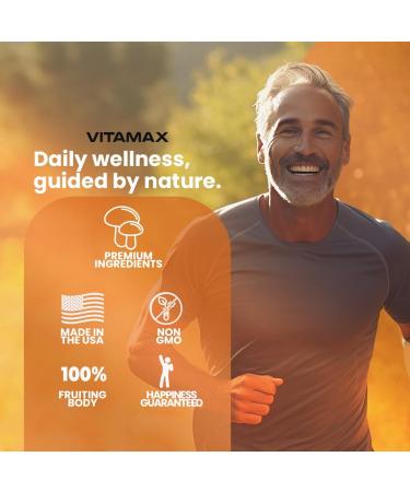 Vitamax Lions Mane Mushroom Turkey Tail Chaga & Reishi Cordyceps Shiitake White Elm King Trumpet Nameko Oyster Porcini Focus & Energy - Made in USA (60 Capsules (Pack of 1)) 60 Count (Pack of 1) - Buy Online on GoSupps.com