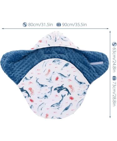 Baby Swaddle Blanket with Hat | Ultra Thick 90x90cm | for Stroller, Baby Carrier, High Chair | Grey Stars Design | Blue Whale | 6-12 Months - Buy Online on GoSupps.com